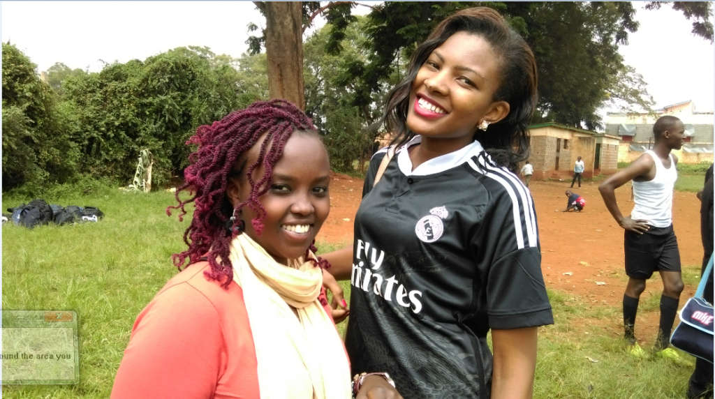 Cheerleaders: Sheila Wambui and the lovely Rose Macharia - Miss Kenyatta University. 