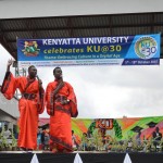 Comedians Karis and David entertaining guests at the KU@30 ceremony.