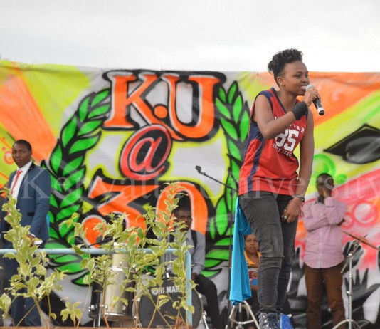 Photos From #KU@30 Ceremony at Bishop Square Shi, a KU student performing "Mapeso", a Hip-Hop track to entertain the audience at the KU@30 ceremony.