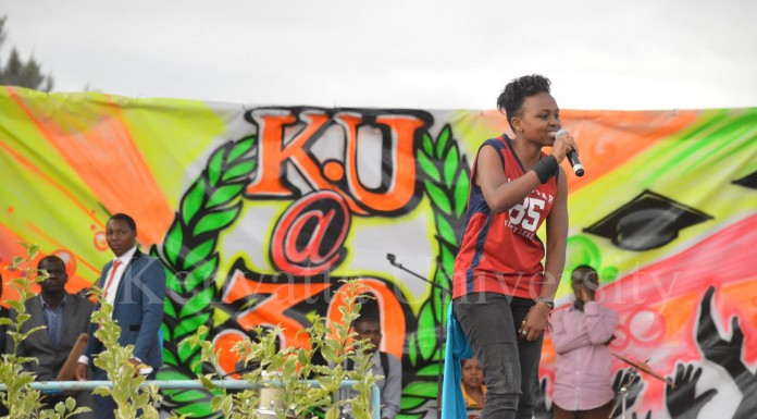 Photos From #KU@30 Ceremony at Bishop Square Shi, a KU student performing "Mapeso", a Hip-Hop track to entertain the audience at the KU@30 ceremony.