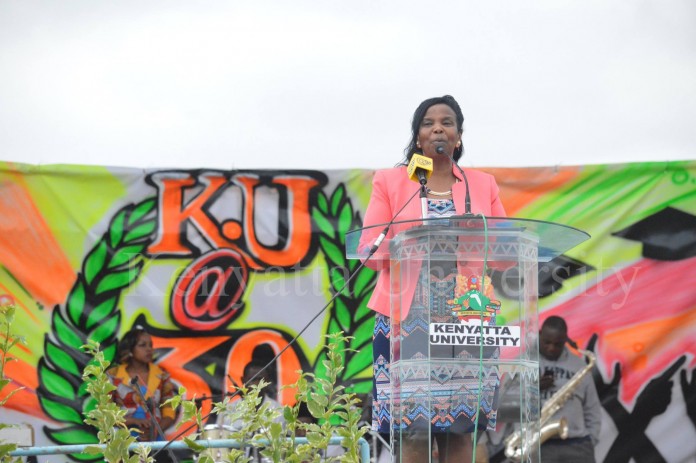 Prof. Olive Mugenda,Vice-Chancellor KU, making her remarks during the opening ceremony for the KU@30