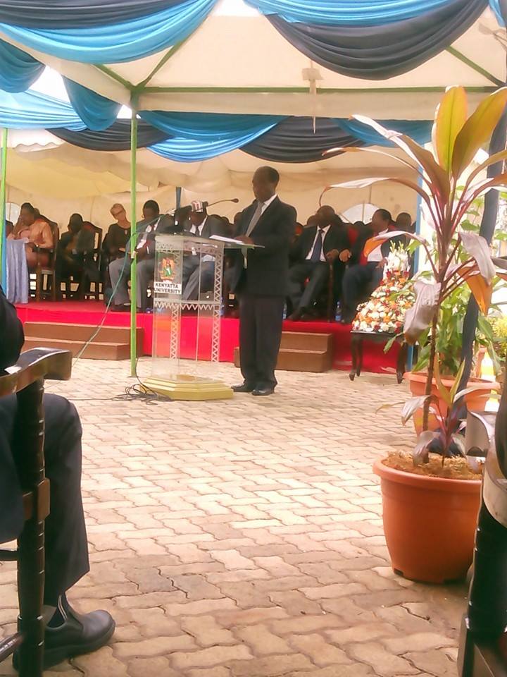 Professor David Ngugi  University Council Representative making his remarks. "No university can hope to excel in impacting humanity without engaging its alumni in most spheres of its operation"