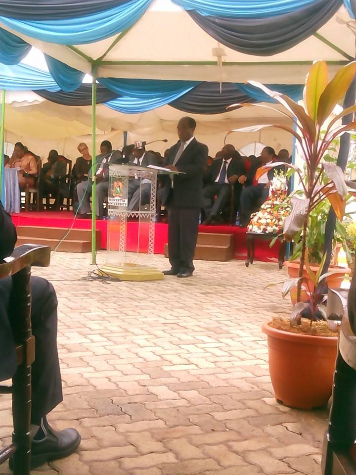 Professor David Ngugi University Council Representative making his remarks. "No university can hope to excel in impacting humanity without engaging its alumni in most spheres of its operation"