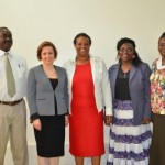 Senior University officials with Dr.Aida Orgocka (2nd L) during her visit to the University