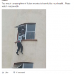 student jumping off a window
