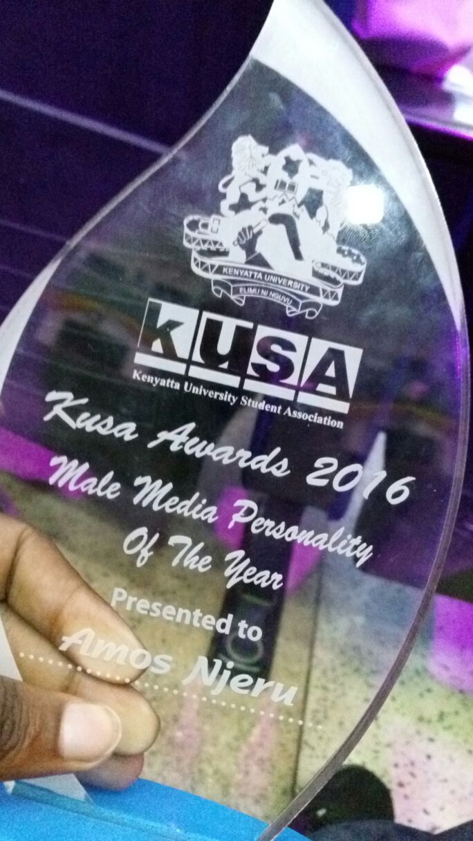#CampusIcononKUFM Radio Presenter Amos Njeru Recieve's KUSA Award