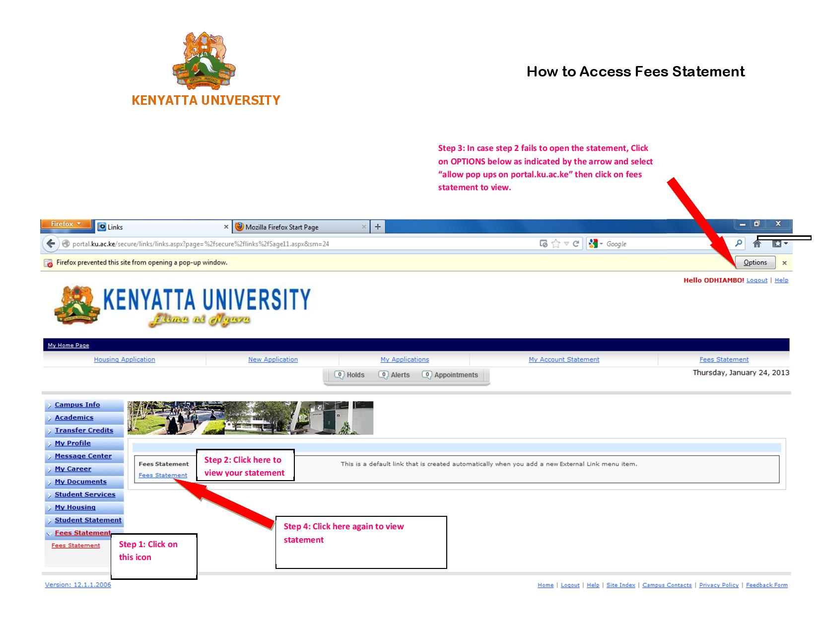 How To Access Fees Statement in Kenyatta University