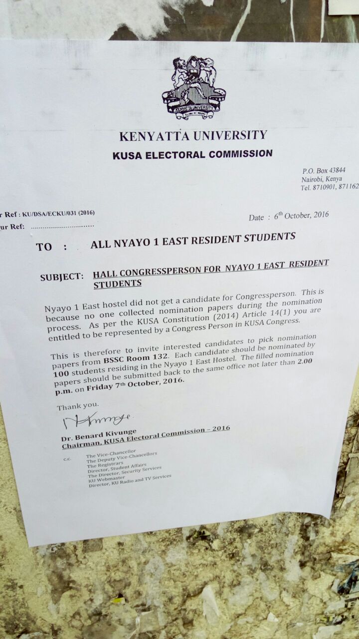 Nyayo 1 Kenyatta University Congress Person