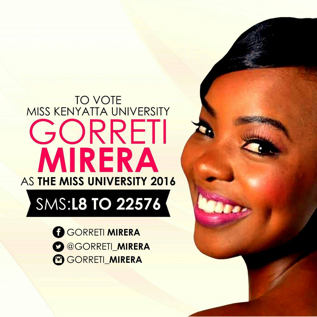 Miss KU Gorreti Mirera Wins Miss University 2016.