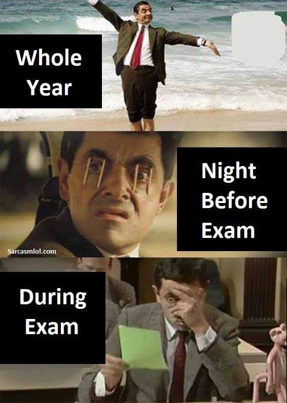 Mr Bean Before Exams, during and after
