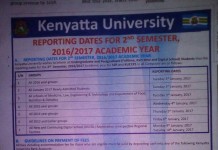 Kenyatta Uni 2nd Semester Reporting Dates January 2016 Kenyatta Uni 2nd Semester Reporting Dates January 2016