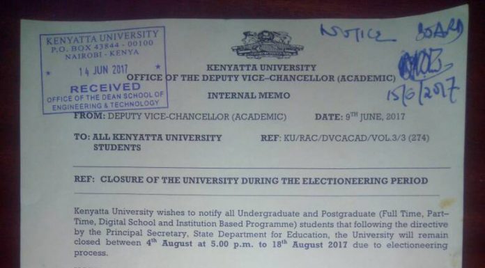 Closure of the University During the Electioneering Period