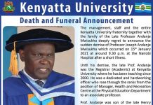 Late KU Professor Andanje Mwisukha Set To Be Burried On Saturday